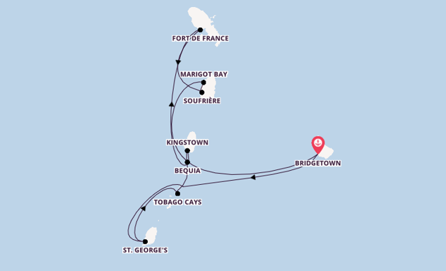Zuidelijke Caraïben vanaf Bridgetown, Barbados met de Royal Clipper