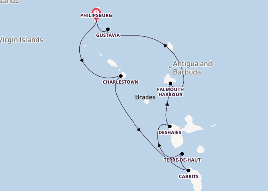 Zuidelijke Caraïben vanaf Philipsburg, St. Maarten, Nederlandse Antillen met de Star Flyer