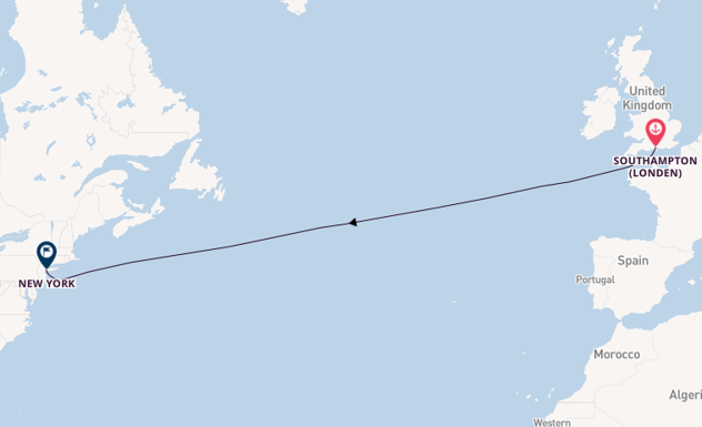 trans-Atlantisch vanaf Southampton (Londen), Engeland met de Queen Victoria