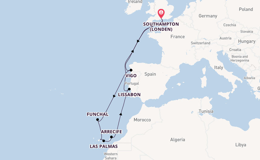 Canarische Eilanden vanaf Southampton (Londen), Engeland met de Sky Princess