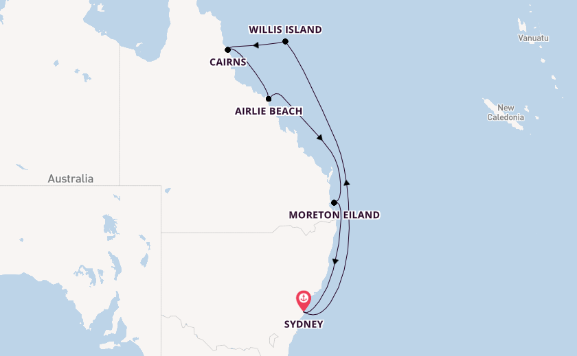 Australië vanaf Sydney, Australië met de Carnival Splendor