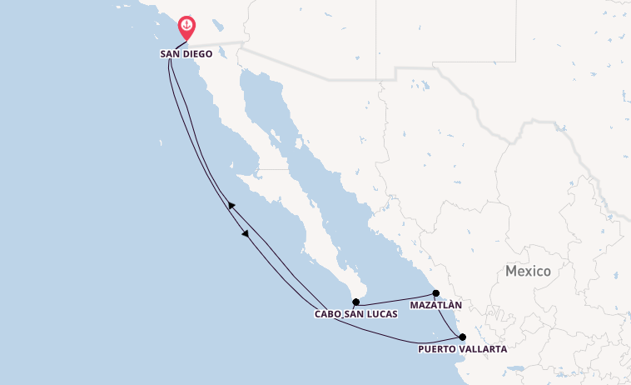 Mexicaanse Riviera vanaf San Diego, Verenigde Staten met de Zaandam