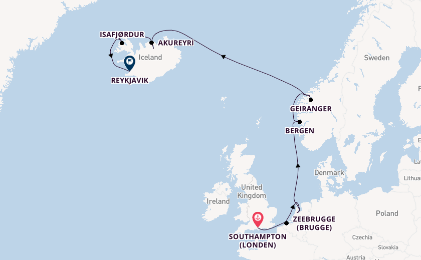 Noorwegen vanaf Southampton (Londen), Engeland met de Norwegian Prima