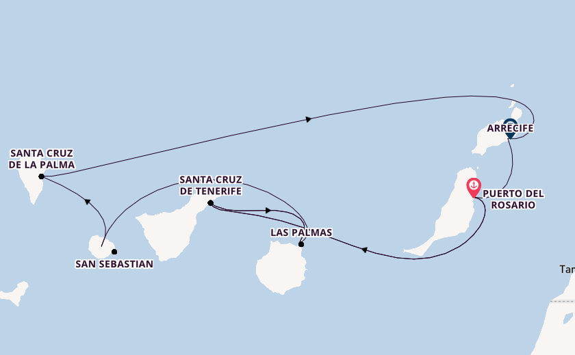 Canarische Eilanden vanaf Puerto del Rosario, Fuerteventura, Spanje met AIDAmar