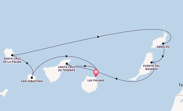 Canarische Eilanden vanaf Las Palmas, Gran Canaria, Spanje met AIDAsol