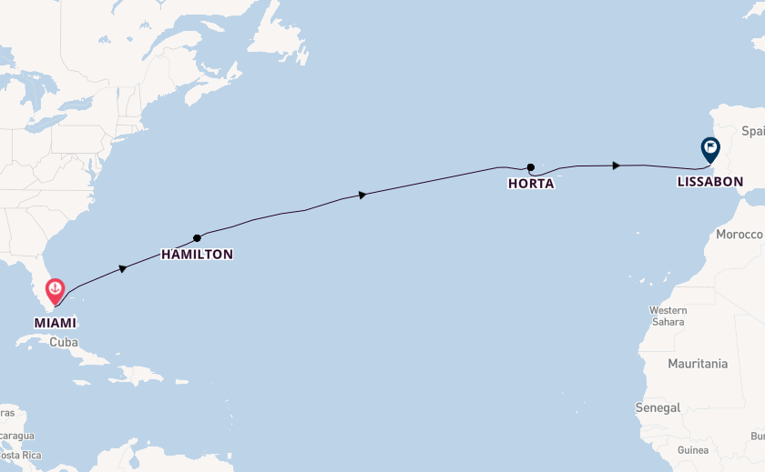 trans-Atlantisch vanaf Miami, Verenigde Staten met de Azamara Journey