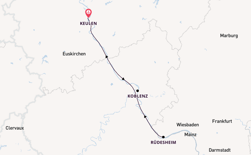 Rijn vanaf Keulen, Duitsland met de Alina