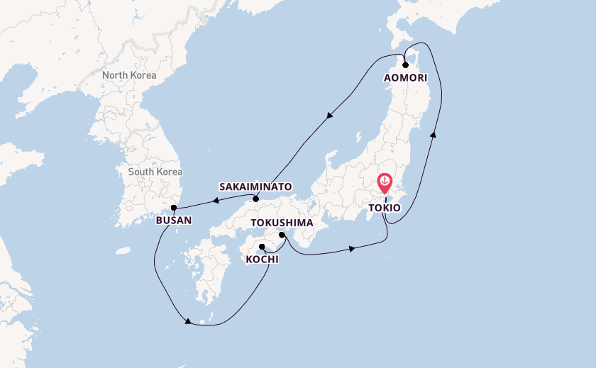Japan vanaf Tokio, Japan met de Diamond Princess