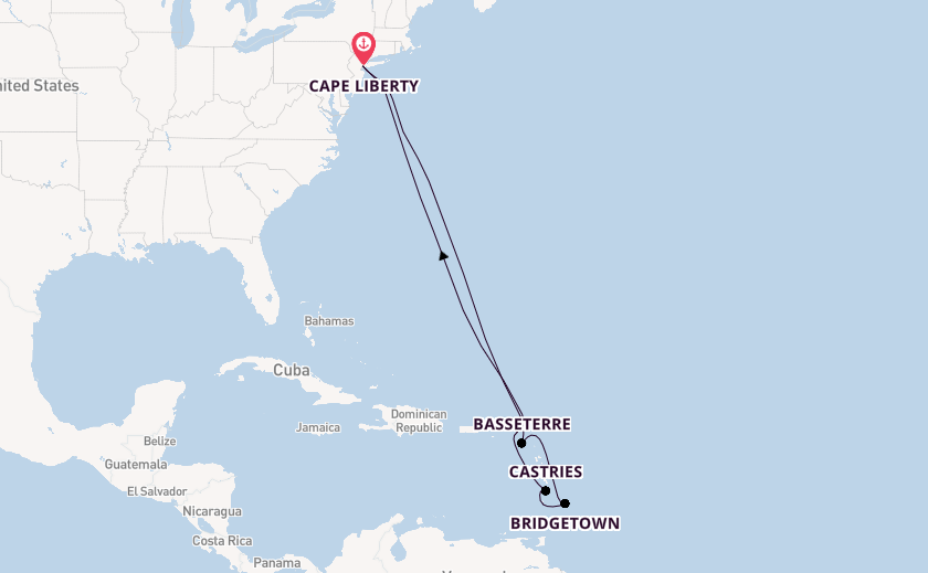 Caribbean vanaf Cape Liberty, New Jersey met de Odyssey of the Seas