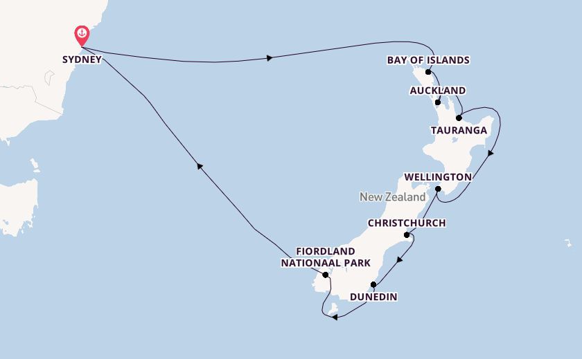 Nieuw Zeeland vanaf Sydney, Australië met de Royal Princess