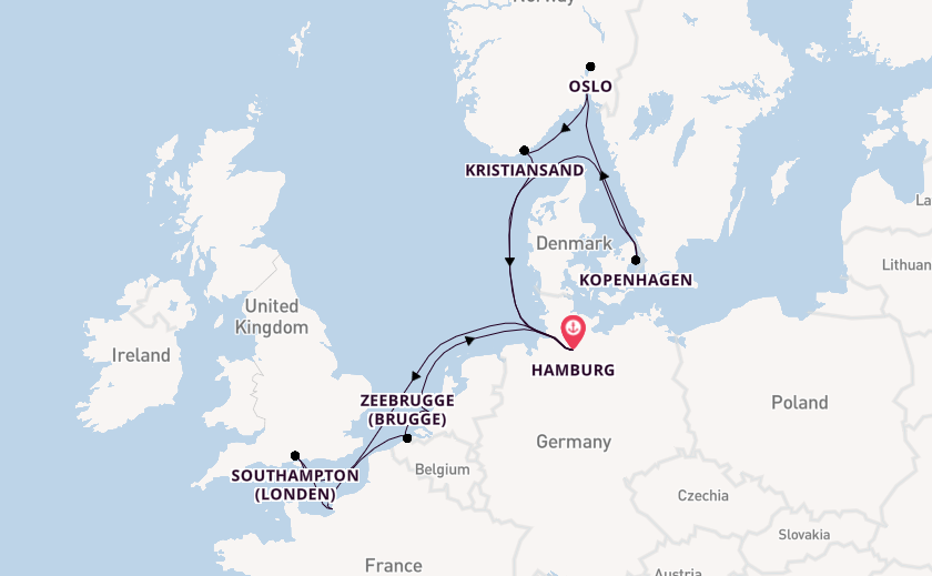 Noorwegen vanaf Hamburg, Duitsland met AIDAnova