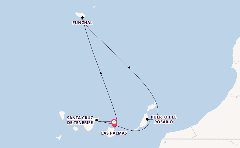 Canarische Eilanden vanaf Las Palmas, Gran Canaria, Spanje met AIDAblu