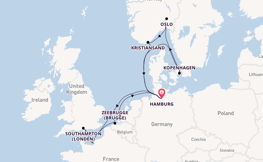Noorwegen vanaf Hamburg, Duitsland met AIDAnova