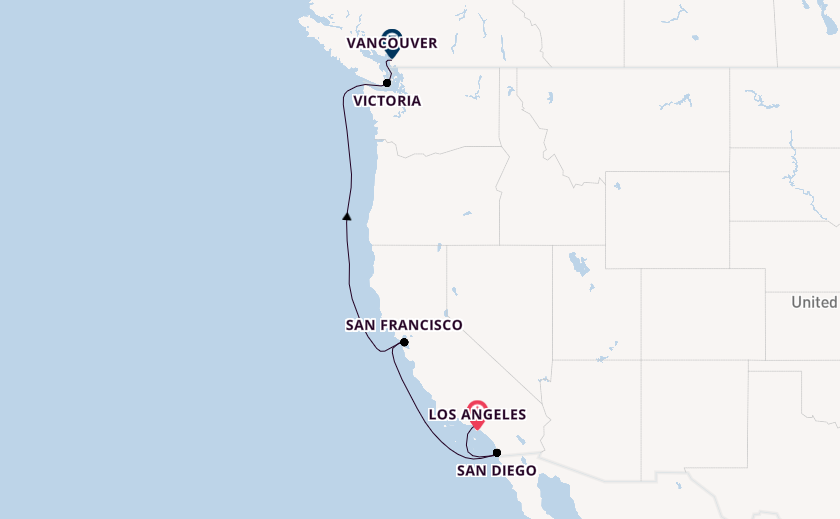 Amerikaanse Westkust vanaf Los Angeles, Verenigde Staten met de Royal Princess