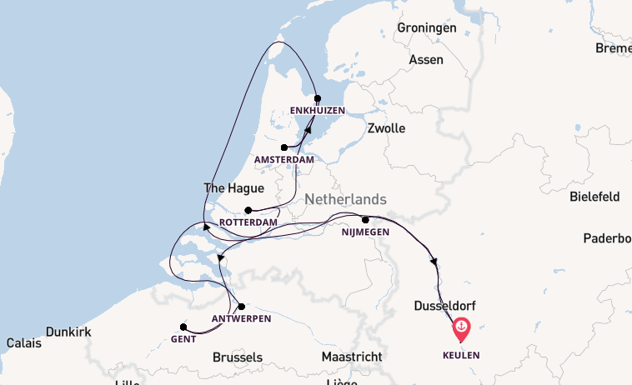 Rijn vanaf Keulen, Duitsland met de Alena