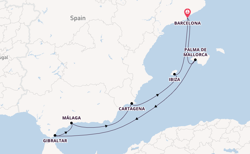Westelijke Middellandse Zee vanaf Barcelona, Spanje met AIDAcosma