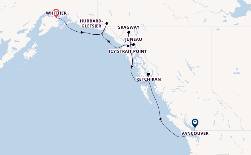 Alaska vanaf Whittier, Alaska met de Norwegian Jade