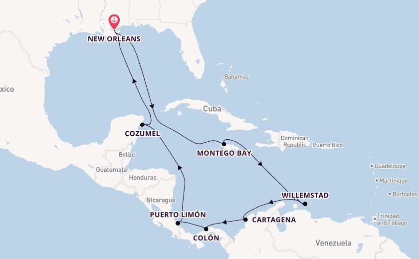 Caribbean vanaf New Orleans, Verenigde Staten met de Carnival Liberty