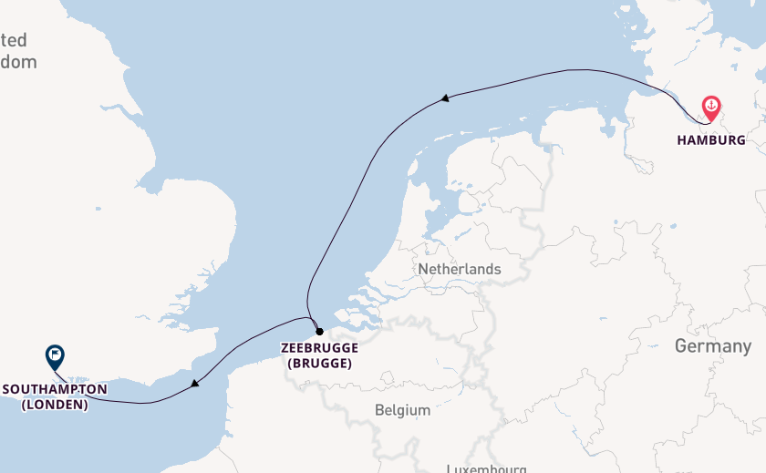 Engeland vanaf Hamburg, Duitsland met de Queen Mary 2