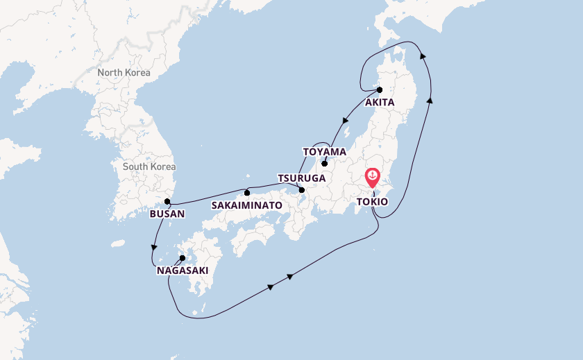 Japan vanaf Tokio, Japan met de Diamond Princess