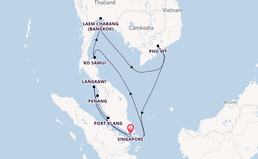 Zuidoost-Azië vanaf Singapore, Singapore met de Mein Schiff 6