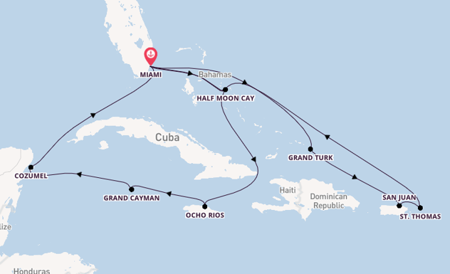 Caribbean vanaf Miami, Verenigde Staten met de Zuiderdam