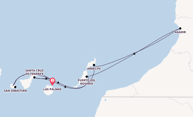 Canarische Eilanden vanaf Las Palmas, Gran Canaria, Spanje met AIDAblu