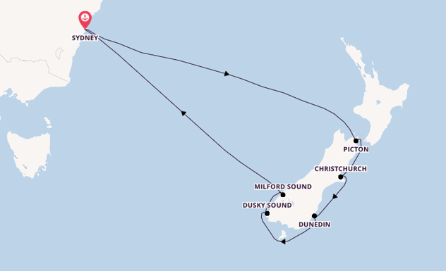 Nieuw Zeeland vanaf Sydney, Australië met de Anthem of the Seas