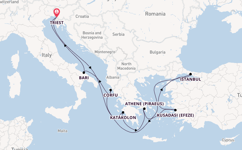 Middellandse Zee vanaf Triëst, Italië met de MSC Fantasia
