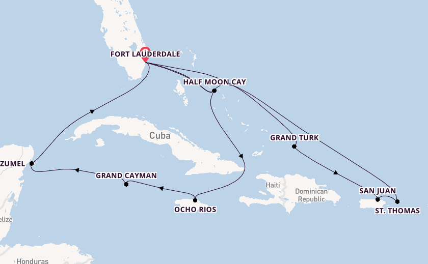 Caribbean vanaf Fort Lauderdale, Verenigde Staten met de Nieuw Statendam