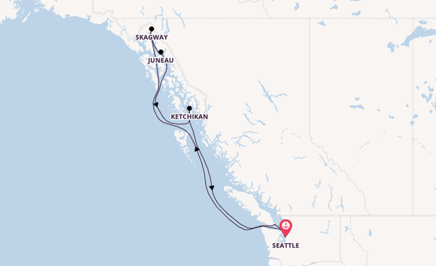 Alaska vanaf Seattle, Verenigde Staten met de Carnival Legend